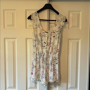 Floral Lace Trim Romper